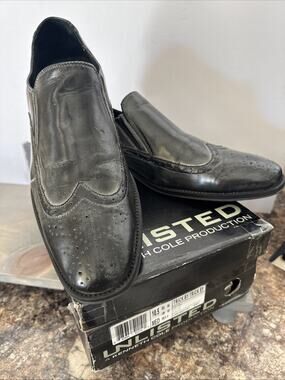 Kenneth Cole Unlisted Half Elastic Wingtip Gray/Black Men Shoes Size 10.5 Med